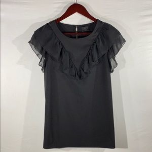 Worthington black flounced/ruffled dress shirt